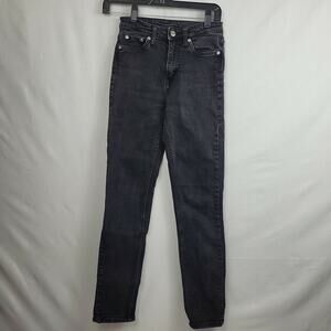 Mtwtfss Weekday Mens Way‎ Black Flat Front Dark Wash Skinny Jeans Size W25 L30